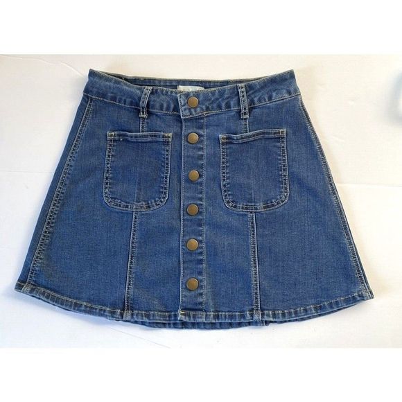 Altar'd State A-Line‎ Denim Skirt Size XS Blue Button Front Casual - Picture 7 of 12